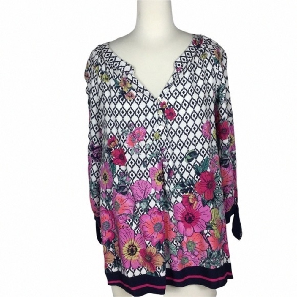 Fig and Flower Pink Floral Blouse